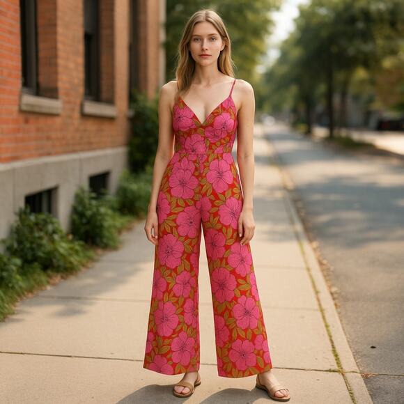 Dee Elly Sweetest Stitch Jumpsuit - Multicolor Floral Print - Large - Picture 2 of 14